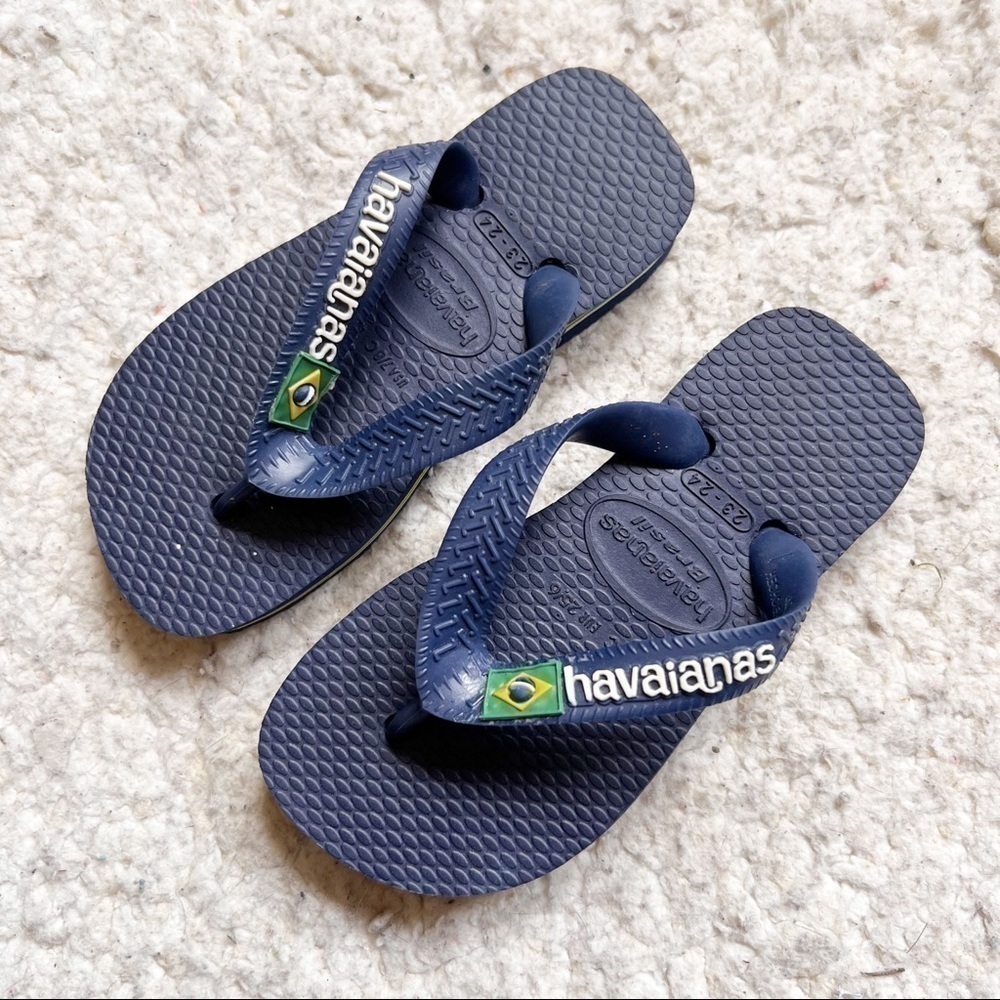 Havaianas: Baby Navy Blue Brazil Flip Flops Size 7/8C